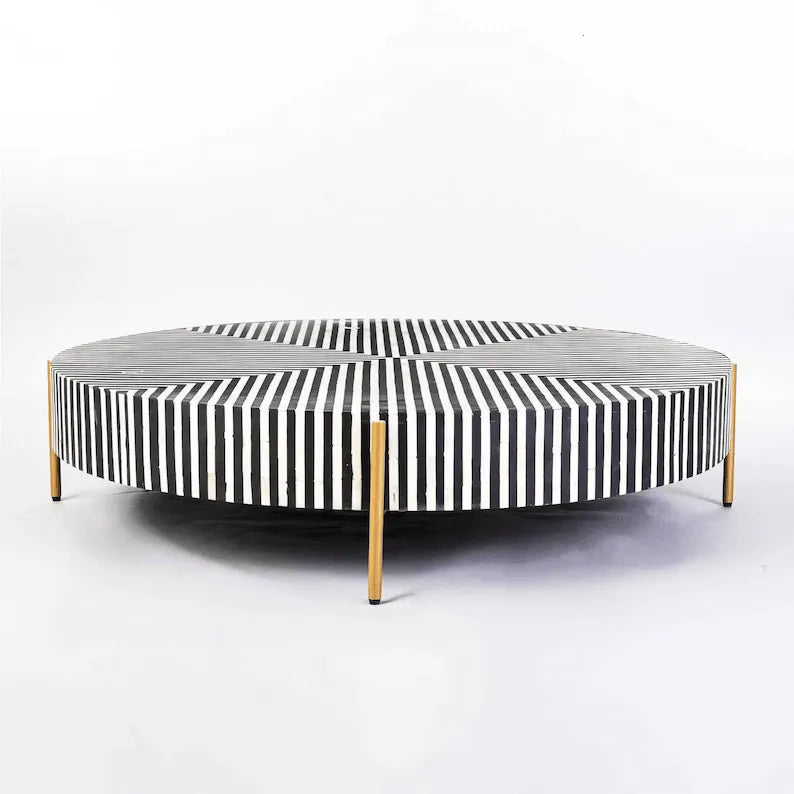 Maris Striped Coffe table in bone inlaay