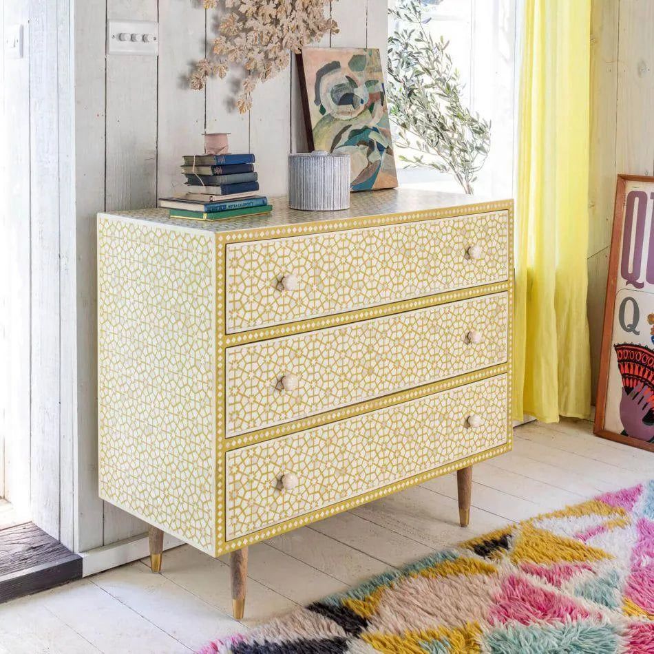 Jodha furniture Jaipur  chest of drawers in bone inlay