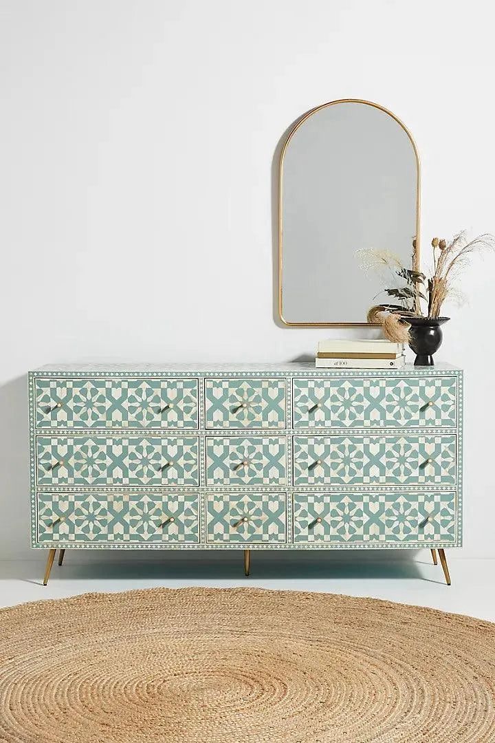 Jodha furniture moroccan Nine Bone inlay chest of drawer