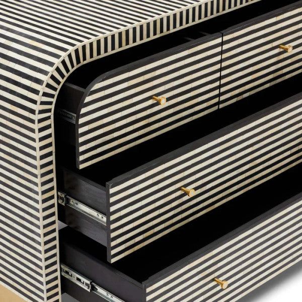 Jodha furniture stripe black chest of drawer in bone inlay - Image 3
