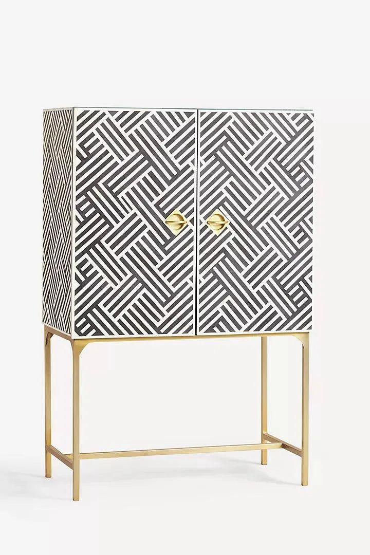 Jodha furniture optical inlay Bar cabinet