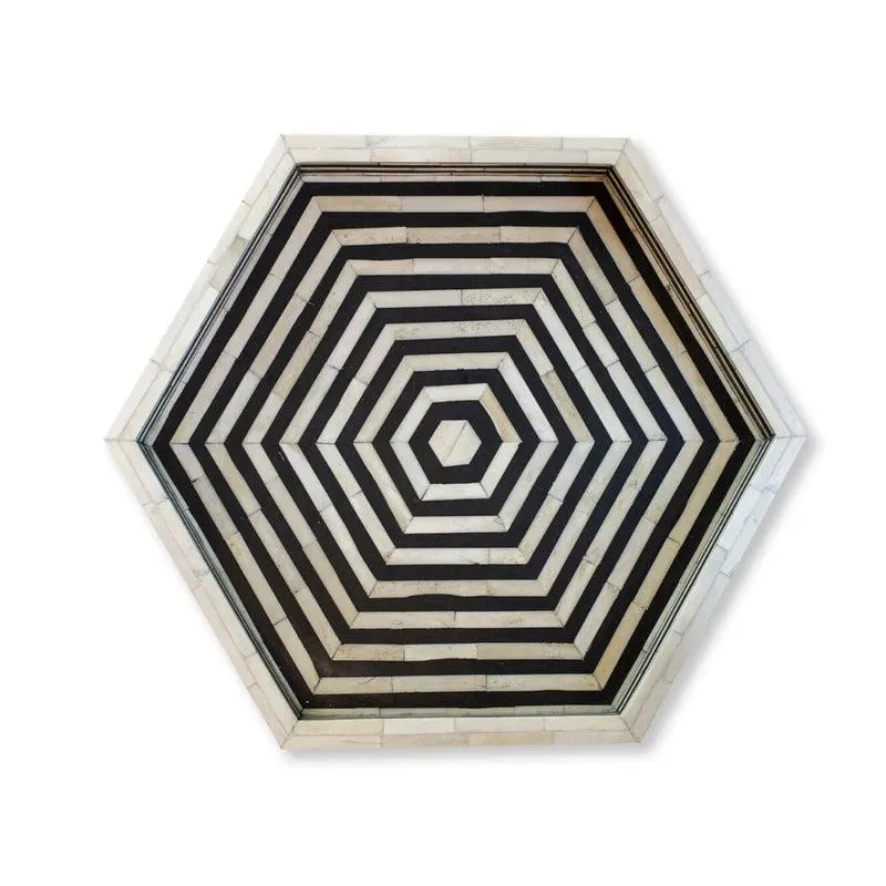 JODHA FURNITURE BONE INLAY HEXAGON TRAY - BLACK - Image 2